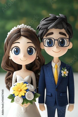 Cartoon Couple Wedding Cake Topper