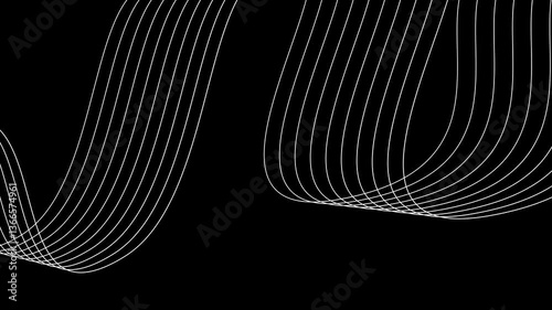 Black And White Abstract Aackground, Abstract  White Color Line Geometric Wave  Black Background Video Animation