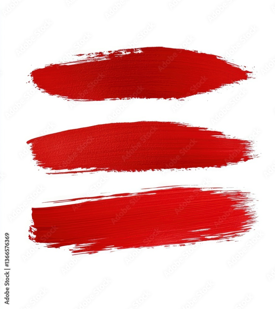 Red Paint Brush Strokes on White Background for Artistic Design Red Paint Brush Strokes on White Background for Artistic Design