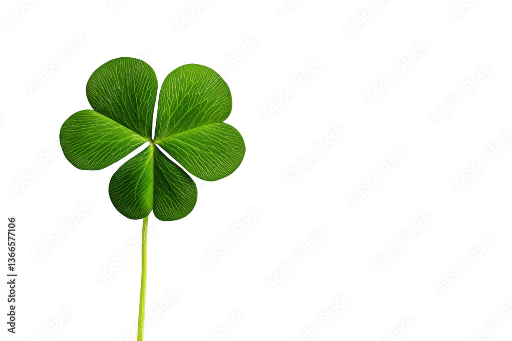 A green four-leaf clover with detailed leaves set against a transparent background A green four-leaf clover with detailed leaves set against a transparent background