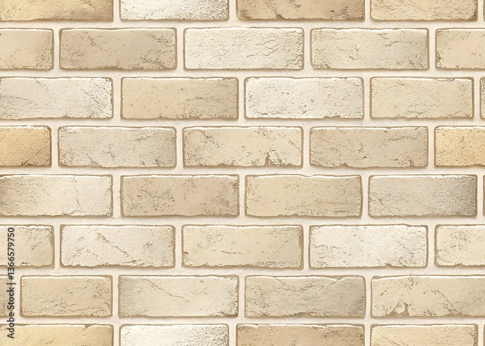 Fototapeta premium CreamColored Brick Wall Texture Seamless Pattern Background Image