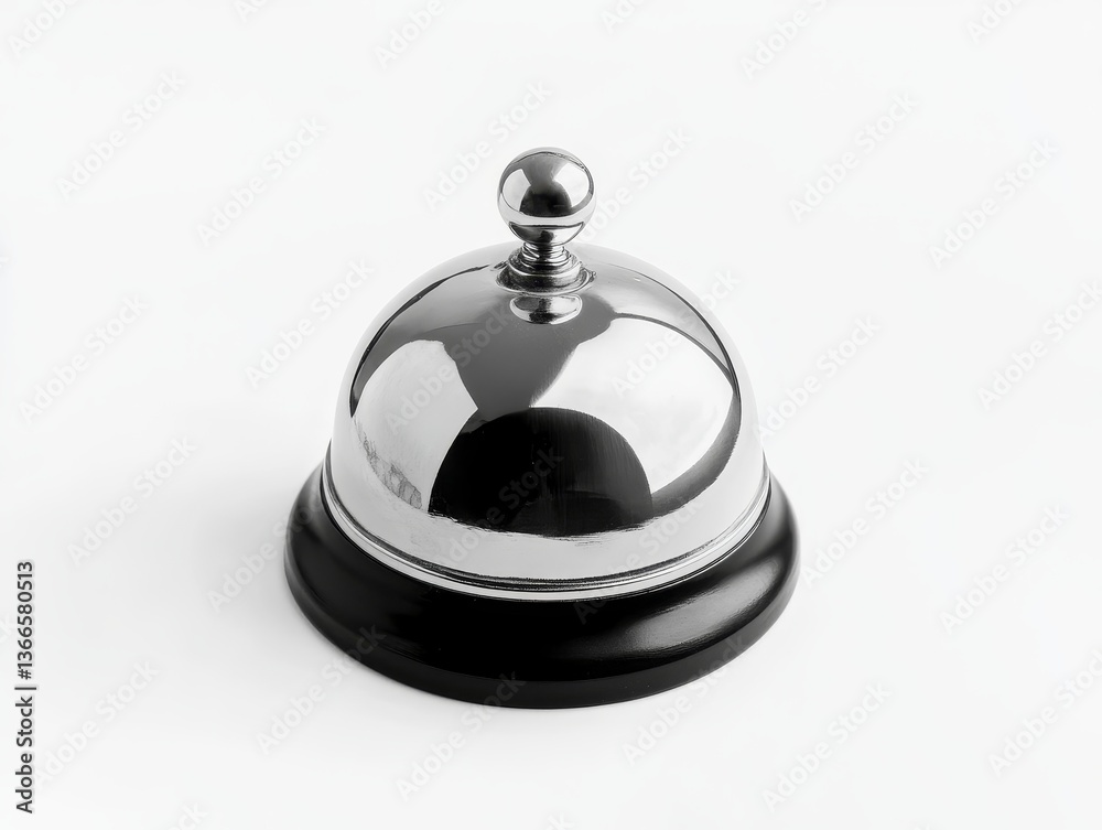 Polished Metal Reception Bell on White Background Polished Metal Reception Bell on White Background
