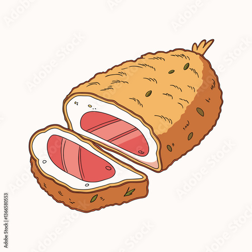 Cotoletta alla Milanese – Breaded veal cutlet illustrator vector artwork