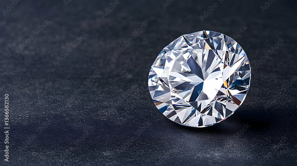 Sparkling round brilliant-cut diamond on dark background (1)