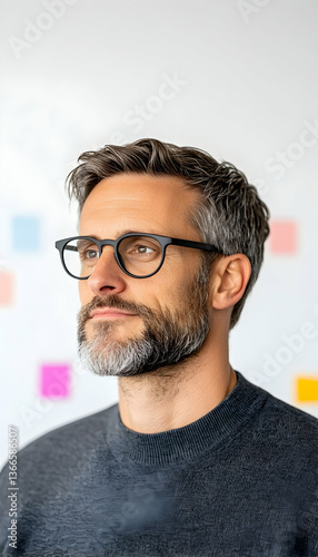 Thoughtful man in glasses