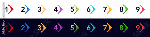 Bullet point icons for steps and lists. bright and clear markers with numbers for easy navigation.