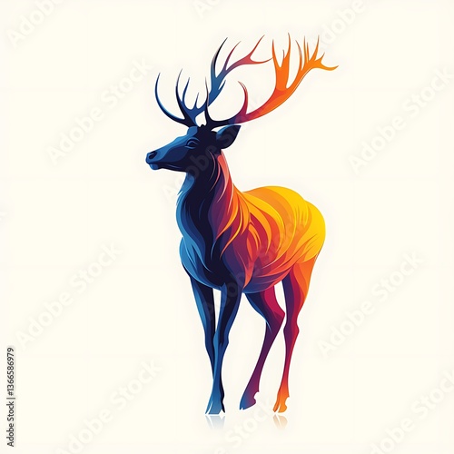 Colorful stag graphic in art style high resolution picture photo