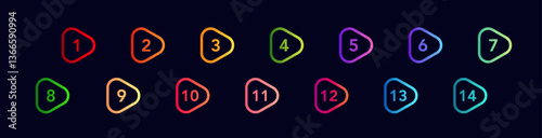 Bullet point icons are bright and numbered, great for enhancing presentations or organizing lists.