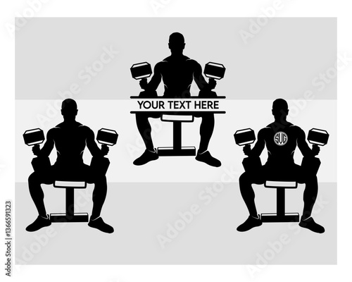 bodybuilder svg, gym Svg, muscle man Svg, workout Svg, fitness Svg, weights Svg, crossfit Svg,
Bodybuilder Monogram, Circle Monogram, Split Monogram