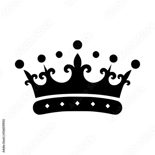 Black Crown Silhouette Icon - Royalty Vector