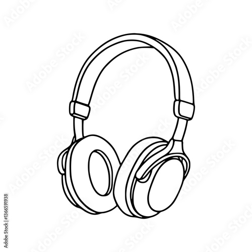 Headphones Line Art Silhouette Icon