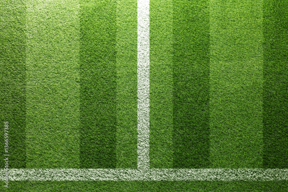Fototapeta premium Football field with markings on green turf