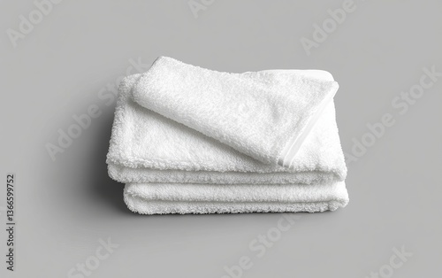 Folded white towels on gray background