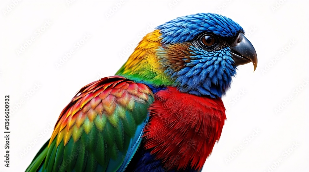 Obraz premium Colorful Bird with Iridescent Feathers Isolated on Plain Background - High-Resolution Stock Photo