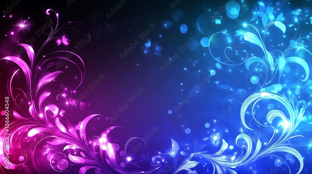 Beautiful floral patterns with glowing light creating a vibrant background Beautiful floral patterns with glowing light creating a vibrant background