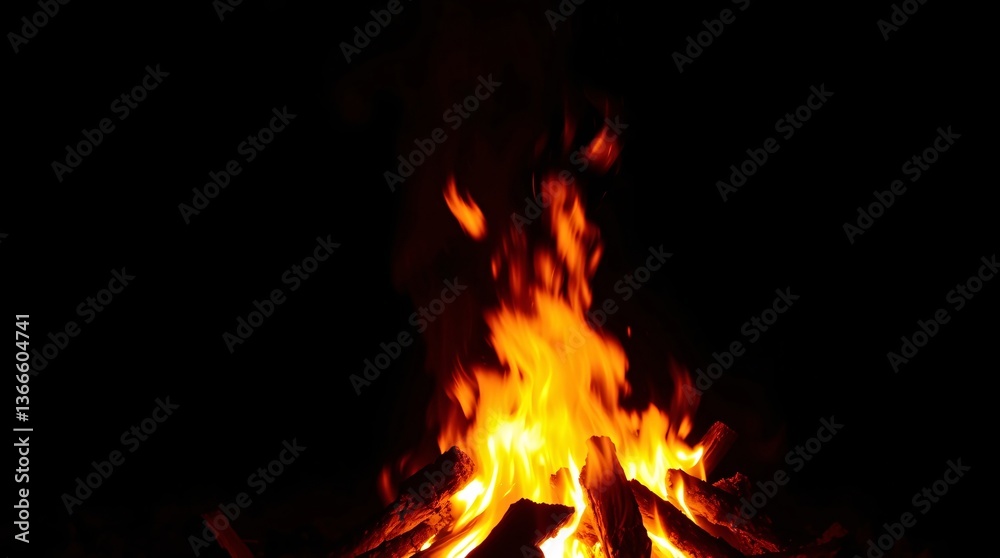 Dramatic Bonfire at Night with Flickering Flames and Billowing Smoke – High-Resolution Stock Photo Dramatic Bonfire at Night with Flickering Flames and Billowing Smoke – High-Resolution Stock Photo