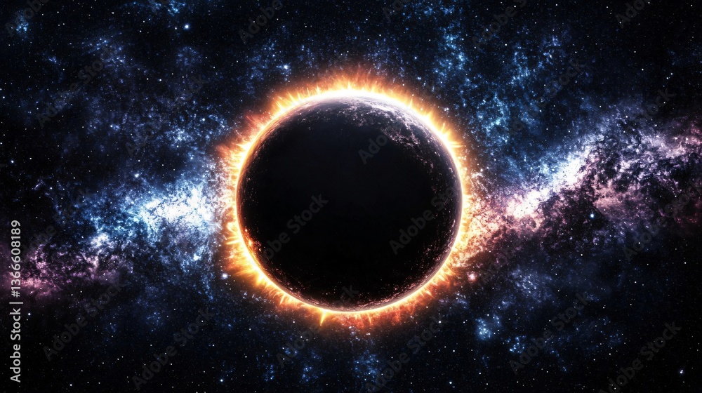 Obraz premium Glowing Planet in Deep Space with Nebula Background and Bright Aura