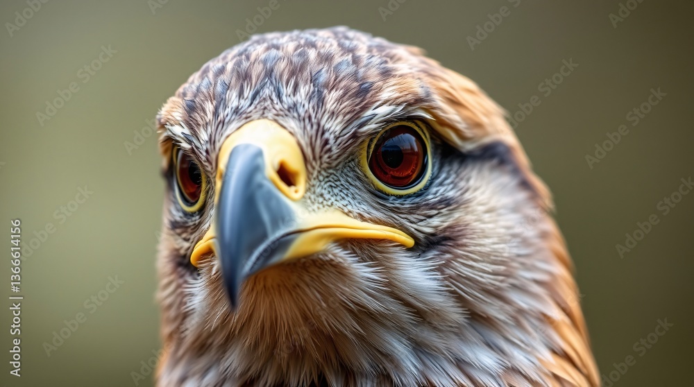 Obraz premium Close-Up High-Resolution Photo of Bird's Head with Intricate Feather Detail and Intense Gaze
