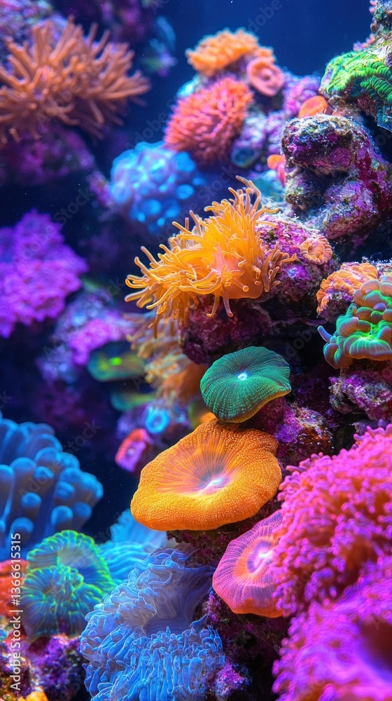 Fototapeta premium Vibrant coral reef aquarium display (1)