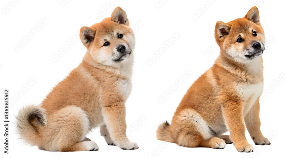 Obraz premium group of akita puppy dogs isolated
