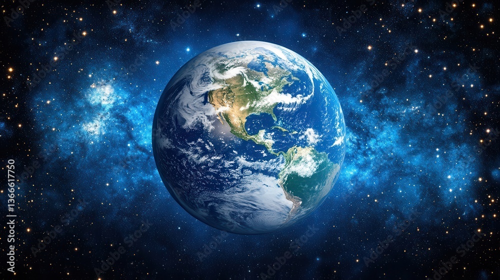 Stunning view of earth from space surrounded by stars and galaxies Stunning view of earth from space surrounded by stars and galaxies