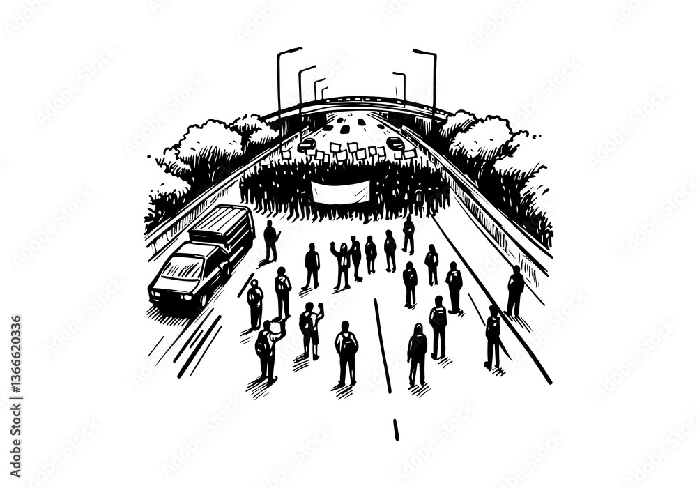 Fototapeta premium May Day labour hand drawn sketch vector illustration