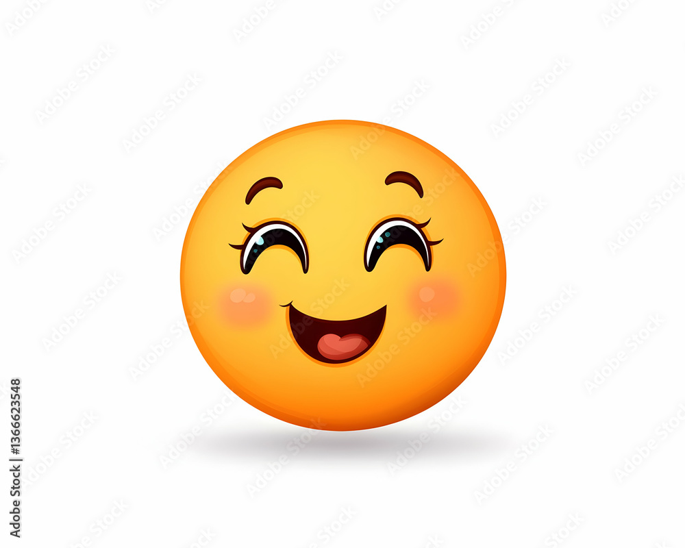 Fototapeta premium Happy emoticon with rosy cheeks and wide smile