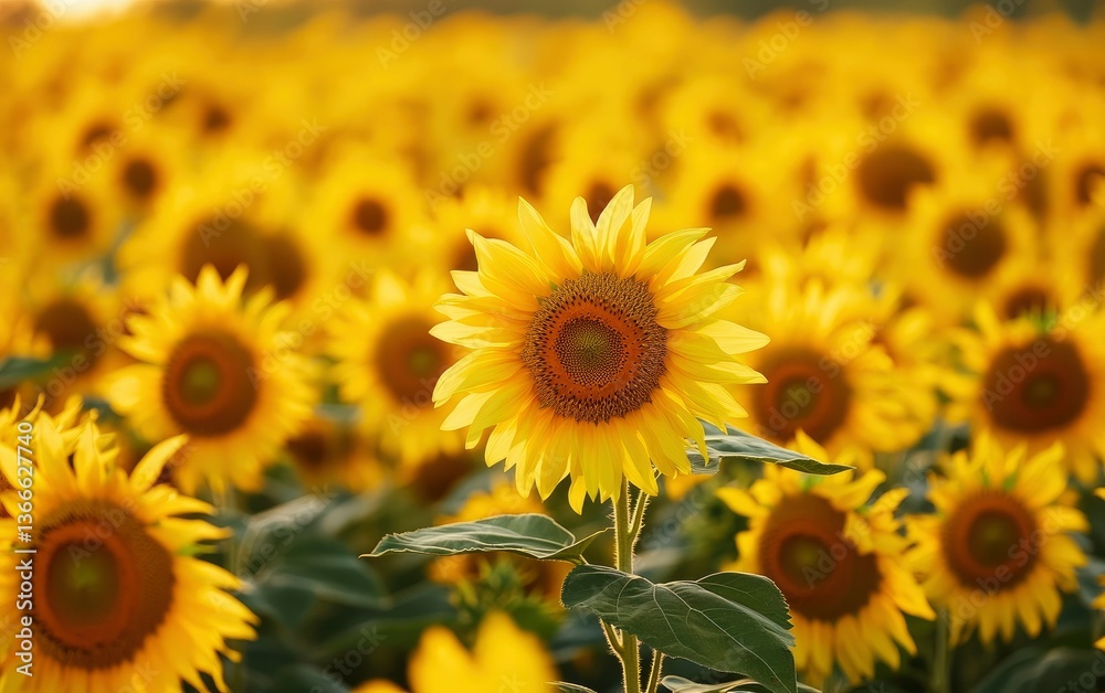 Sunflowers Blooming in a Field on a Sunny Day