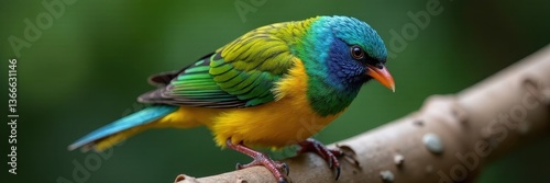 Closeup of spangled cotinga's iridescent plumage, wildlife photography, bird photography