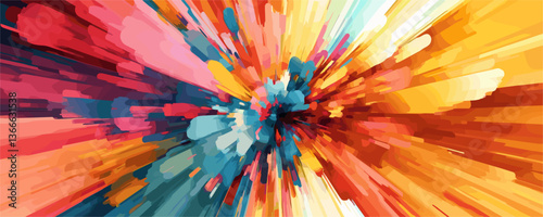 Vibrant colorful abstract burst with dynamic movement and energy, bright explosion vector