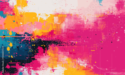 Vibrant abstract colorful splash with textured paint strokes - vector