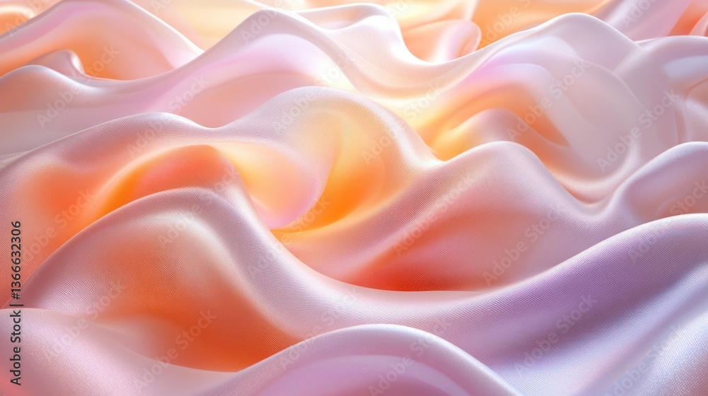 Fototapeta premium Peachy Abstract Silk Waves: A Textured Dream