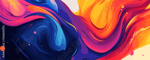 Colorful abstract swirling patterns with dynamic flow in blue, orange, and pink - vector