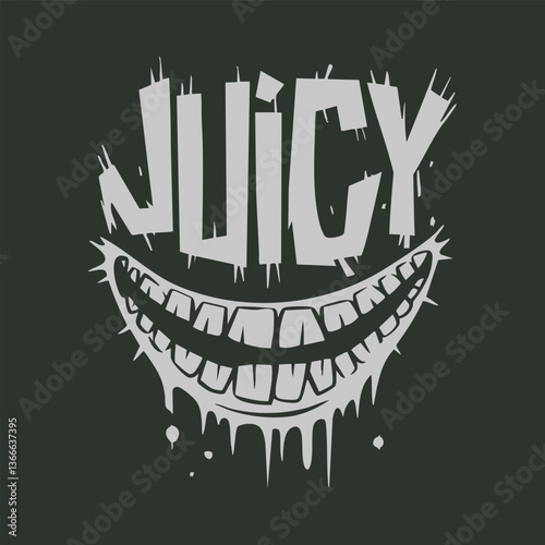 Lettering design, grinning mouth with teeth