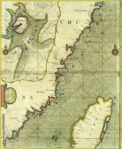 Antique map of the coast of China
