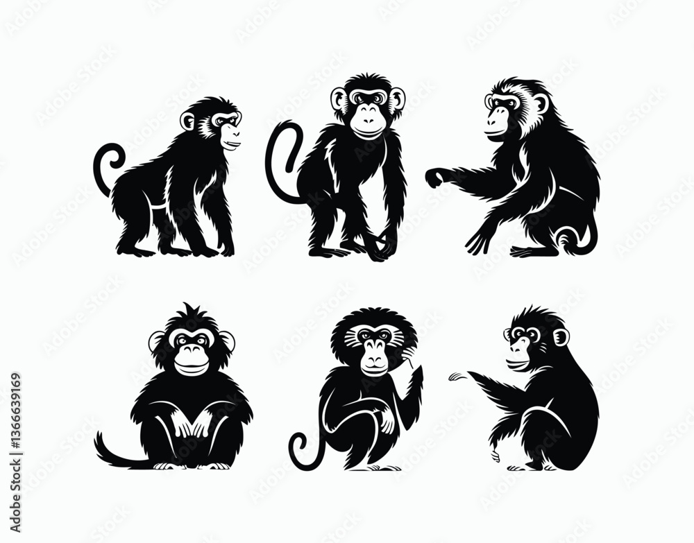 Fototapeta premium Baboon Collection Vector Template Illustration