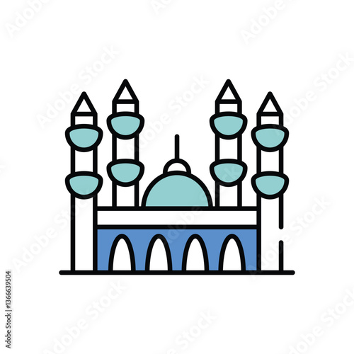 Blue Mosque vector icon stock illustration