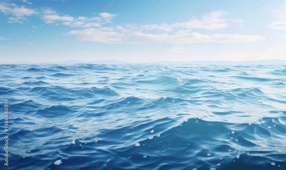Ocean wave crests, bright sky background, horizon, summer vacation, travel advertisement, nature wallpaper Ocean wave crests, bright sky background, horizon, summer vacation, travel advertisement, nature wallpaper