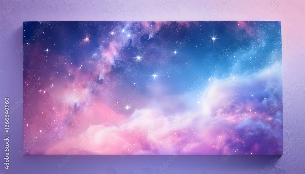 Obraz premium Soft pastel-colored galaxy with hints of pink, lavender, and baby blue colors background