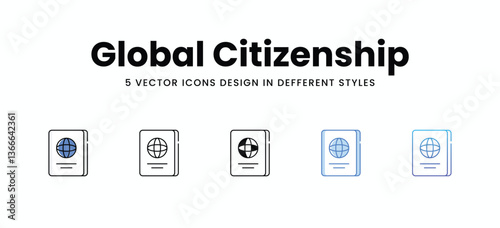 Global Citizenship vector icons set stock illustration