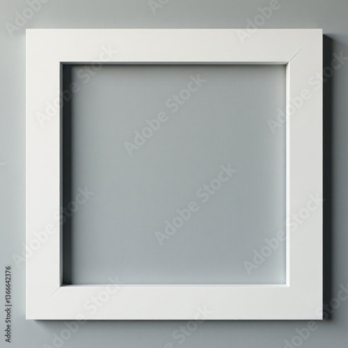 Plain white square frame against a painted grey wall, studio, minimal