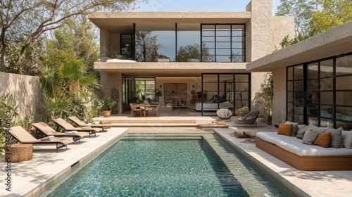 Wallpaper Mural Modern Minimalist House with Pool: Tranquil Oasis Torontodigital.ca