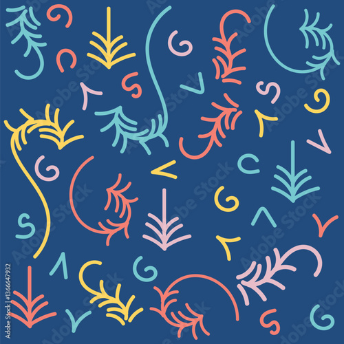 This abstract pattern showcases a central diya illustration with additional diyas arranged in a floral design. Ideal for Diwali, festive backgrounds, invitations, and decor.
