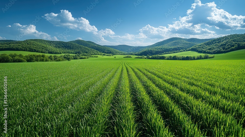 Serene Green Fields Under a Summer Sky Serene Green Fields Under a Summer Sky