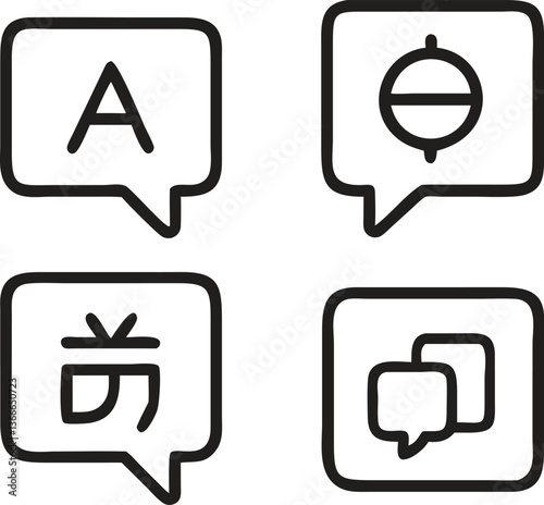 Language Study Icons Set – Vector Design Editable Stroke