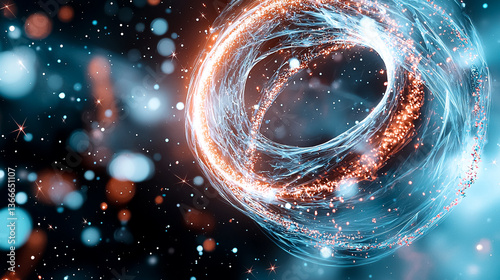 Celestial Dance: A mesmerizing celestial artwork showcasing a vibrant display of cosmic energy, with an intricate, glowing orb amidst a sea of stars and galactic elements. 