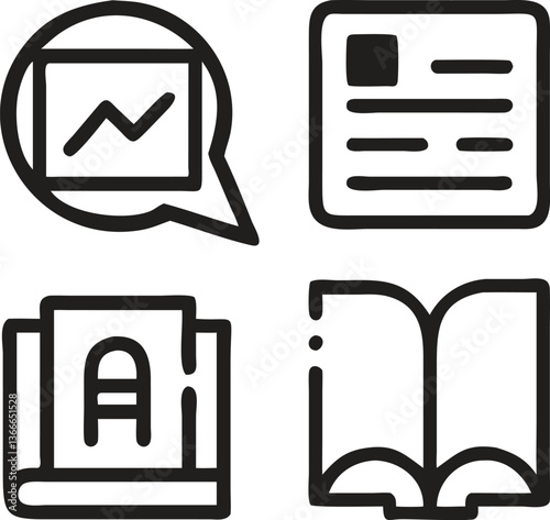 Language Study Icons Set – Vector Design Editable Stroke