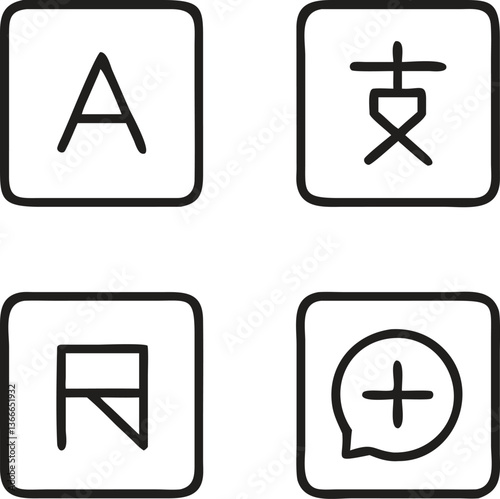 Language Study Icons Set – Vector Design Editable Stroke