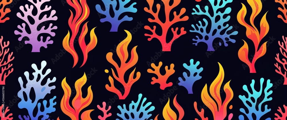 Obraz premium Coral flame streaks vector pattern abstract design illustration background
