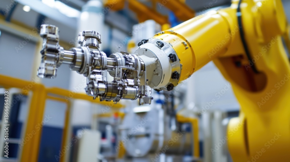 A robotic arm in a cutting edge aerospace facility, assembling rocket fuel systems with AI precision for space missions, Space-tech style A robotic arm in a cutting edge aerospace facility, assembling rocket fuel systems with AI precision for space missions, Space-tech style